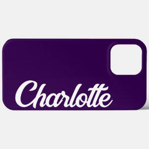 Personalized Classic Elegant Monogram Dark Purple iPhone 13 Pro Max Case