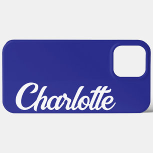 Personalized Classic Elegant Monogram Deep Blue iPhone 13 Pro Max Case