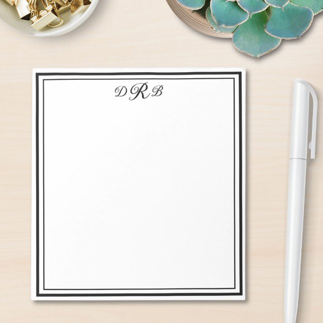 Personalized Classic Elegant Monogram Initial Name Notepad (Creator Uploaded)