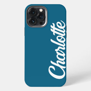 Personalized Classic Elegant Monogram Ocean blue iPhone 13 Pro Max Case