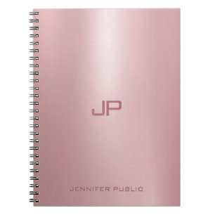 Personalized Classic Elegant Rose Gold Monogram Notebook