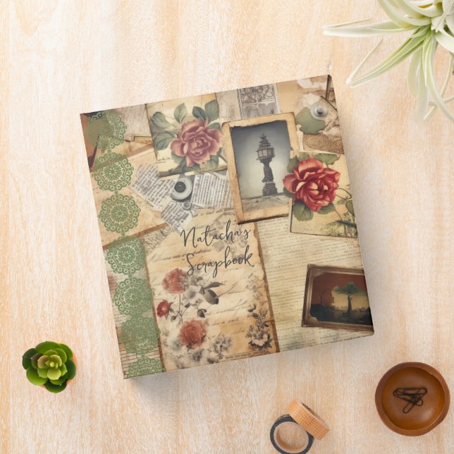 Personalized Classic elegant vintage scrapbook Binder (In Situ)