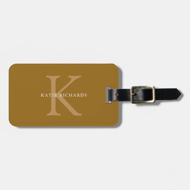 Personalized Classic Gold Monogram Luggage Tag (Front Horizontal)