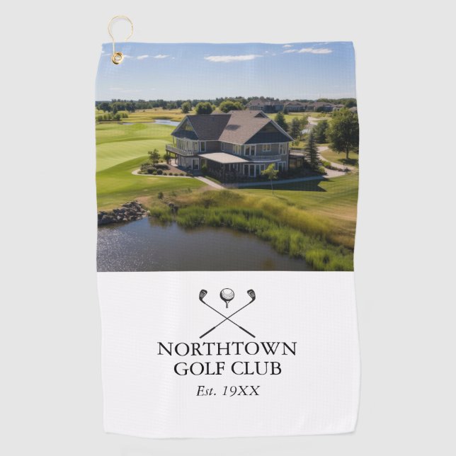 Personalized Classic Golf Club Name And Photo Golf Towel (Front)