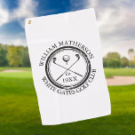 Personalized Classic Golf Club Name  Golf Towel<br><div class="desc">Featuring a classic crossed golf clubs and golf ball design and aged stamp effect border,   these golf towels are ideal for all golf clubs and golf club members. Personalize with the name of the club member,  golf club name and the year the golf club was established. Designed by Thisisnotme©</div>