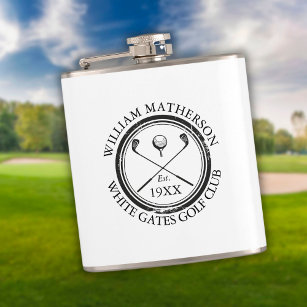 Personalized Classic Golf Club Name Hip Flask