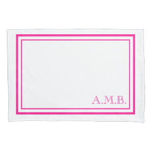 Personalized Classic Hot Pink Monogram Standard Pillowcase