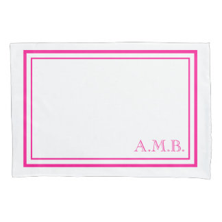 Personalized Classic Hot Pink Monogram Standard Pillowcase