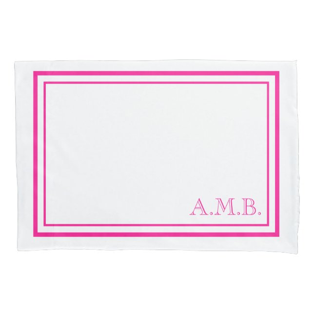 Personalized Classic Hot Pink Monogram Standard Pillowcase (Front)