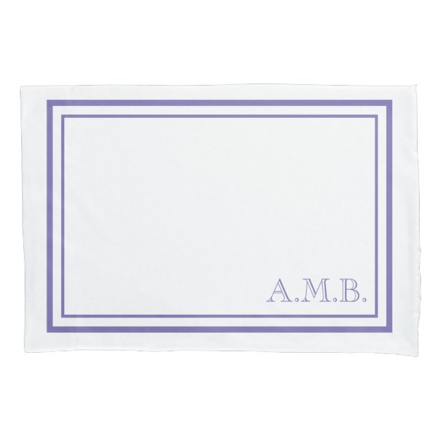 Personalized Classic Lavender Monogram Standard Pillowcase (Front)