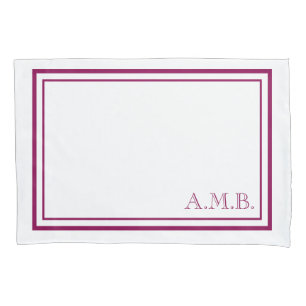 Personalized Classic Magenta Monogram Standard Pillowcase