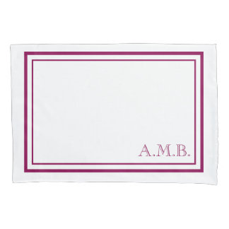 Personalized Classic Magenta Monogram Standard Pillowcase