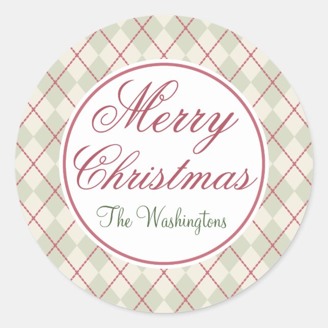 Personalized Classic Merry Christmas Gift Stickers (Front)