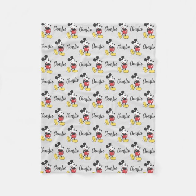 Personalized Classic Mickey Mouse Pattern Fleece Blanket (Front)