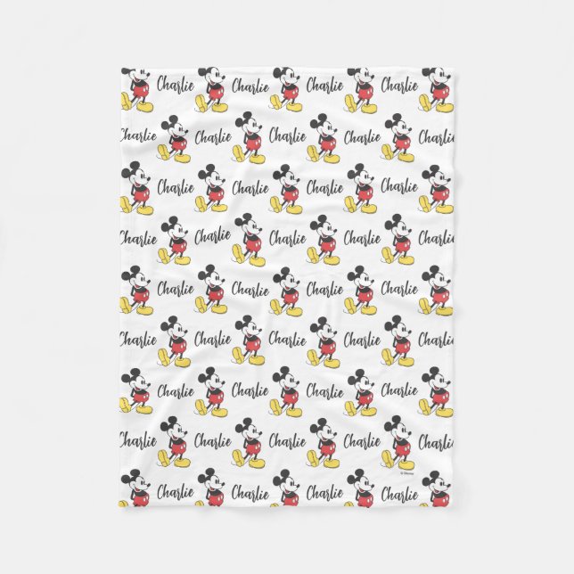 Personalized Classic Mickey Mouse Pattern Fleece Blanket (Front)
