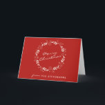 Personalized Classic Minimalist Red Christmas  Holiday Card<br><div class="desc">This classic and minimalist folded Christmas card features a timeless red and white wreath design, perfect for sending elegant holiday greetings. The front showcases a festive wreath with a personalized message, while the inside is left blank, allowing you to add your own heartfelt note. Ideal for those who appreciate traditional...</div>