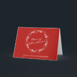 Personalized Classic Minimalist Red Christmas  Holiday Card<br><div class="desc">This classic and minimalist folded Christmas card features a timeless red and white wreath design, perfect for sending elegant holiday greetings. The front showcases a festive wreath with a personalized message, while the inside is left blank, allowing you to add your own heartfelt note. Ideal for those who appreciate traditional...</div>