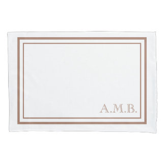 Personalized Classic Mocha Monogram Standard Pillowcase