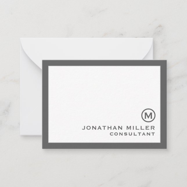 Personalized Classic Monogram Grey Card (Front)