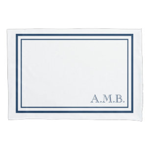 Personalized Classic Navy Blue Monogram Standard Pillowcase