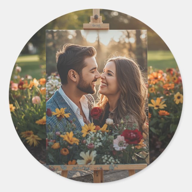 Personalized Classic Round Photo Sticker Label (Front)