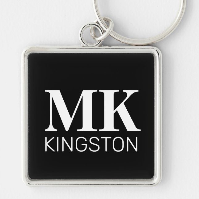 Personalized Classic Serif DM Black Keychain (Front)