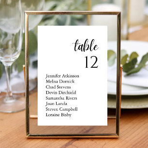 Personalized Classic Serif Wedding Guest Names Table Number