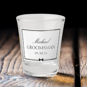 Personalized Classic Simple Bowtie Groomsman Shot Glass