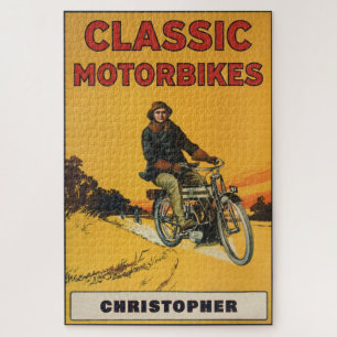 Personalized Classic Vintage Motorbike Collector   Jigsaw Puzzle