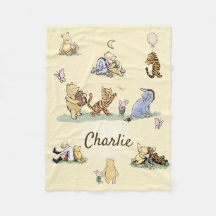 Personalized Classic Winnie the Pooh Baby Gift Fleece Blanket