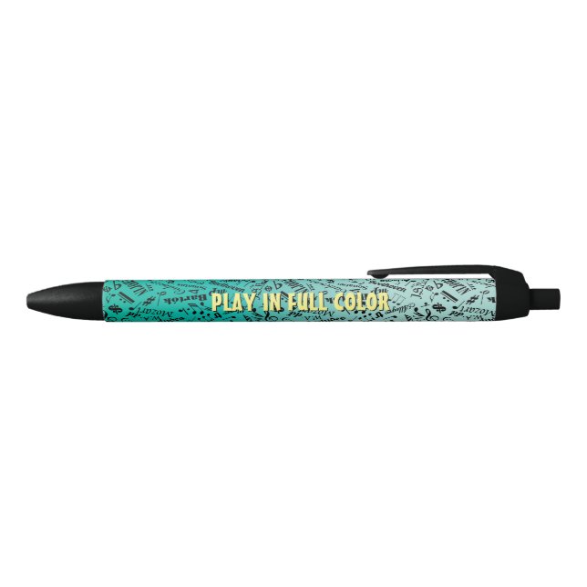 Personalized Classical Music Composers Teal Black Ink Pen (Top)