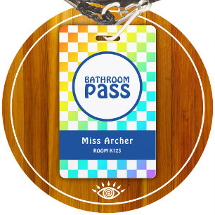 Personalized Classroom Bathroom Pass Teachers Card Badge