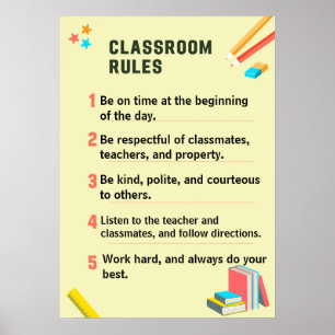 Personalized Classroom Rules for back to school Poster