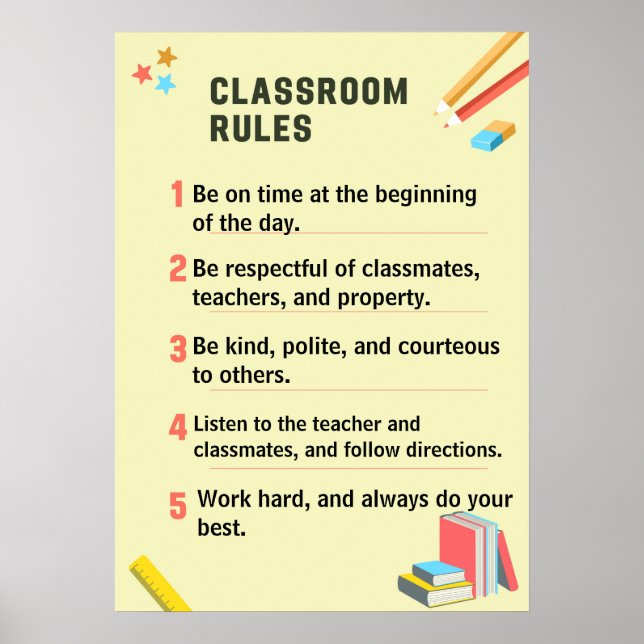 Personalized Classroom Rules for back to school Poster (Front)