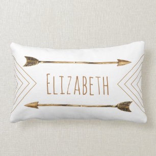 Personalized - Classy Bohemian Gold Tribal Arrows Lumbar Pillow