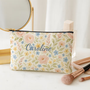 Personalized Classy French Floral Art Pattern Accessory Pouch