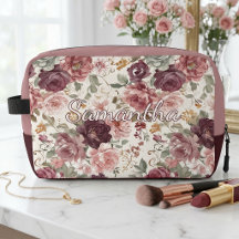 Personalized Classy French Floral Art Toiletry Bag