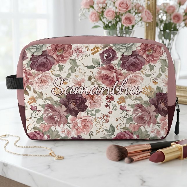 Personalized Classy French Floral Art Toiletry Bag (Creator Uploaded)
