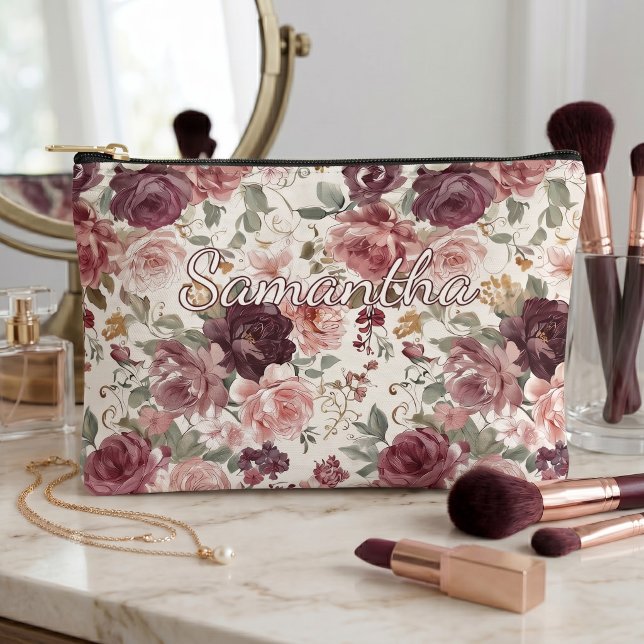 Personalized Classy French Floral Art Toiletry Bag (Creator Uploaded)
