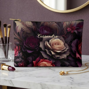 Personalized Classy Gothic Rose Cosmetic Makeup Accessory Pouch