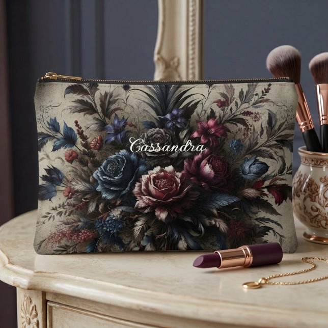 Personalized Classy Gothic Rose Cosmetic Makeup Accessory Pouch (Creator Uploaded)