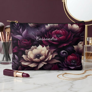 Personalized Classy Gothic Rose Cosmetic Makeup Accessory Pouch