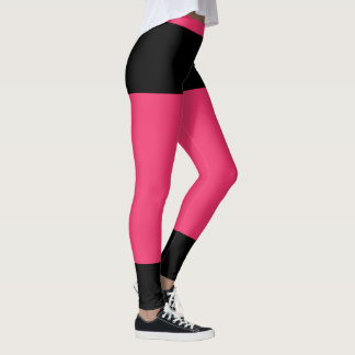 Personalized Classy Hot Pink Cute Black Accents Leggings