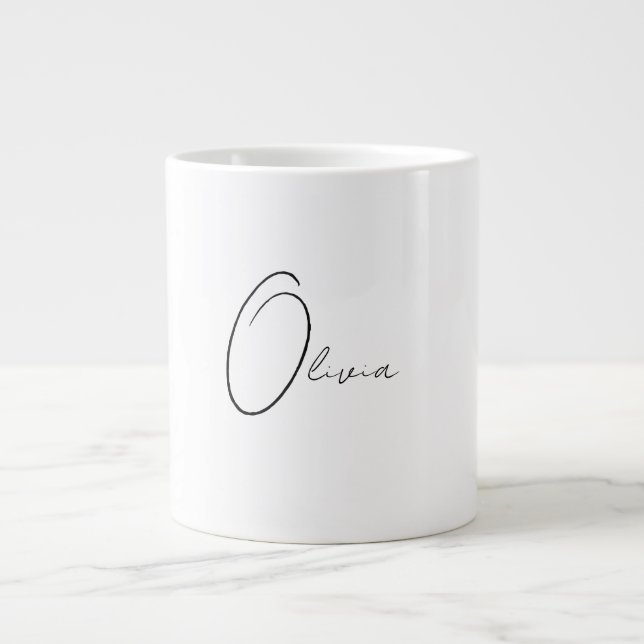 Personalized Classy Simple Elegant Monogram  Large Coffee Mug (Front)