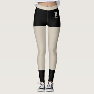 Personalized Classy Warm Beige Cute Black Accents Leggings
