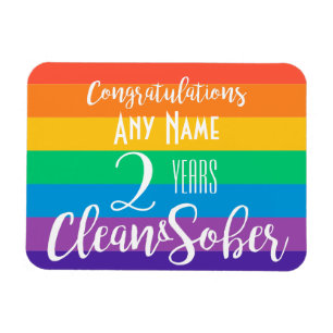 personalized clean and sober card rainbow lgbt magnet