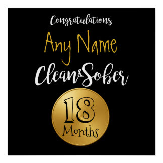 Personalized clean sober birthday anniversary gift poster