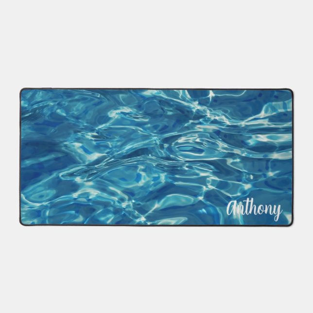 Personalized Clear Blue Water  Desk Mat (Front)