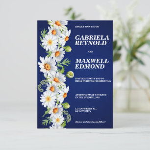 Personalized Clear Floral White Daisy Wedding Invitation