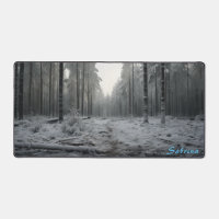 Personalized Clearing in a Snowy Forest Desk Mat